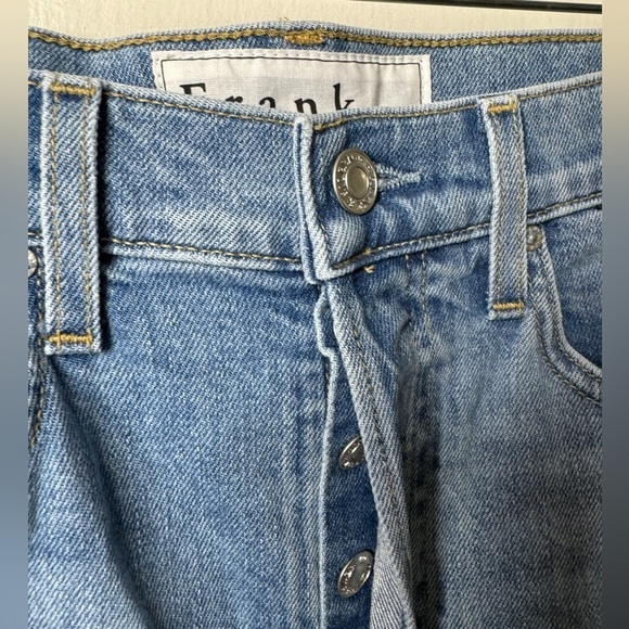 Frank & Eileen Monaghan Button Fly High Rise Raw Hem Straight Leg Mom Jeans 28 - Picture 6 of 16